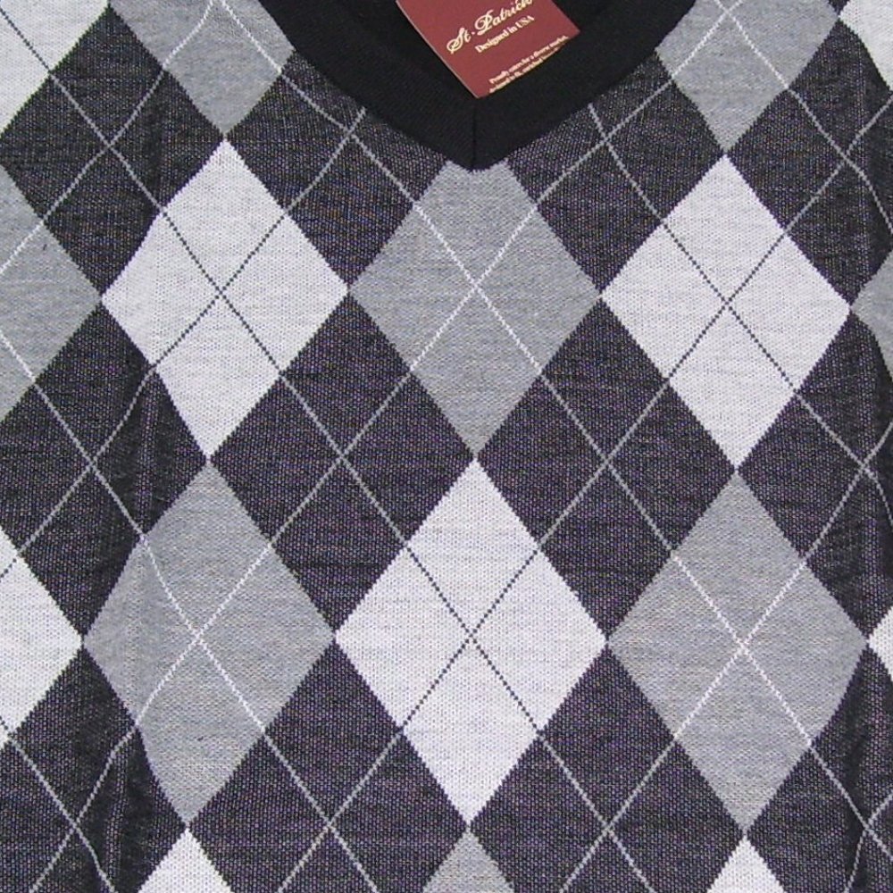 2X St. Patrick V-Neck Black Argyle Sweater Vest 2XL - Picture 4 of 6
